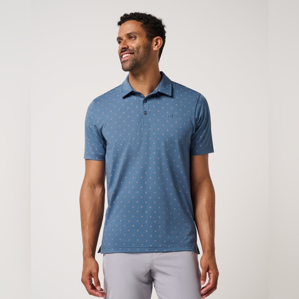 NWT Travis Mathew Performance Jersey Resort Polo in Blue Horizon